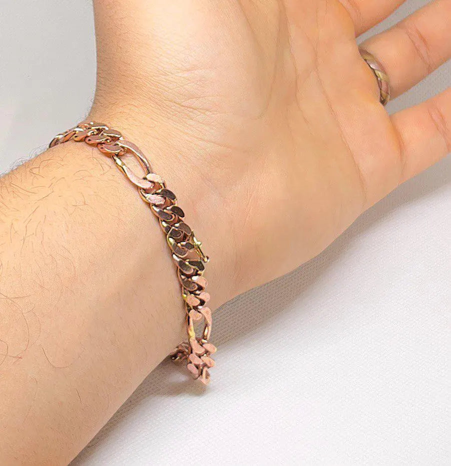 Handmade Pure Copper Curb Chain Bracelet: Unisex Healing Jewelry
